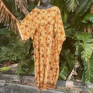 Batik print rayon caftan with over shawl